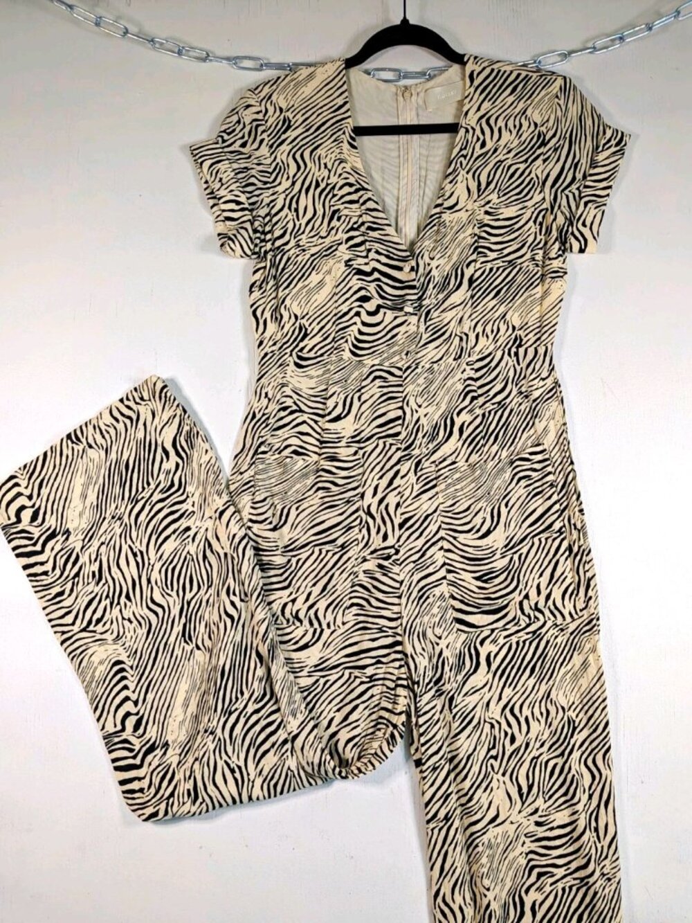 Capulet Women's Zebra Animal Print V-Neck Short Sleeve Wide-Leg Jumpsuit XS